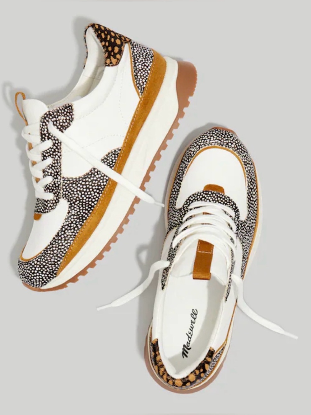 Madewell MWL Kickoff Trainer Sneakers Animal Print Leather Size 8